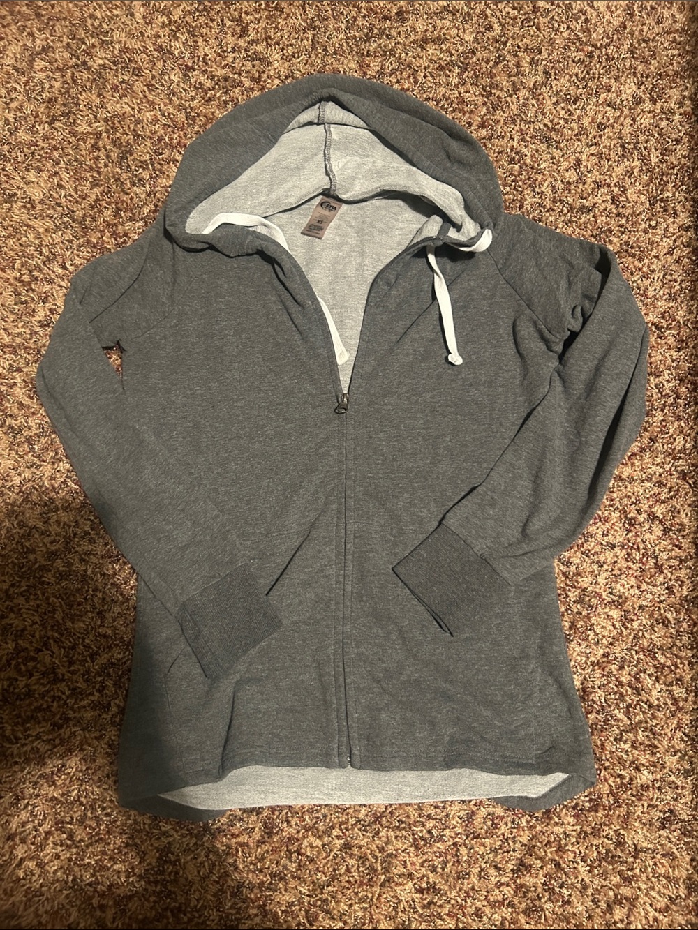 ZYIA Gray Full-Zip Hoodie with Light Gray Lining